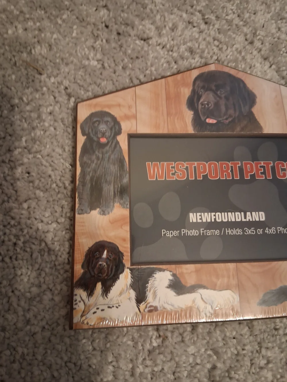 Westport Newfoundland Dog Photo Frame - Brown Wood Tone